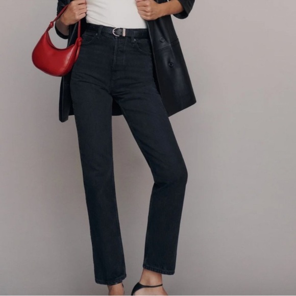 Reformation - Cynthia High Rise Straight Jean - Seattle Wash Black - Size 25 - Picture 1 of 11